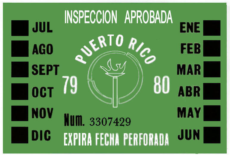 (image for) 1979-80 Puerto Rico INSPECTION Sticker